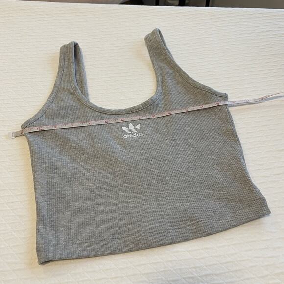 Adidas Originals Rib Crop Tank Top Athletic Sports Workout Layering Shirt Sz XS - Picture 7 of 9